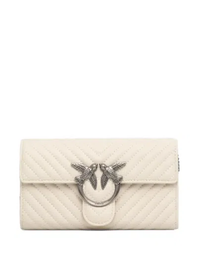 Pinko Love One Quilted Flap Wallet In White