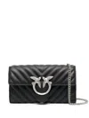 Pinko Love One Quilted Wallet-on-chain In Black