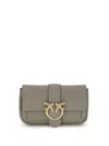 Pinko Mini Love Birds-detail Shoulder Bag In Gray