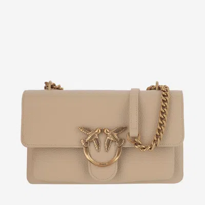Pinko Love One Shoulder Bag In Beige