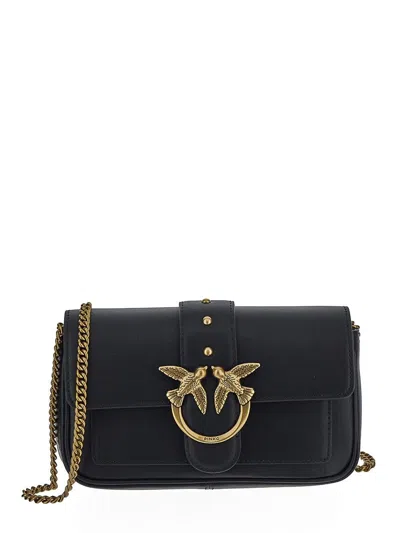 Pinko Love One Shoulder Bag In Q Nero Antique Gold