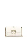 Pinko White Leather Love Shoulder Bag In Neutral