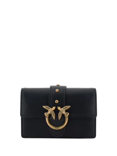 Pinko Love One Simply Micro Shoulder Bag In Nero-antique