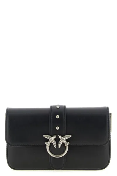 Pinko Medium Love One Leather Shoulder Bag In Black