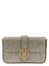 Pinko Love One Slouchy Baby Monogram Leather Crossbody Bag In Gold