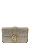 Pinko Love One Slouchy Baby Monogram Leather Crossbody Bag In Gold