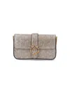 Pinko Love One Slouchy Baby Monogram Leather Crossbody Bag In Gray