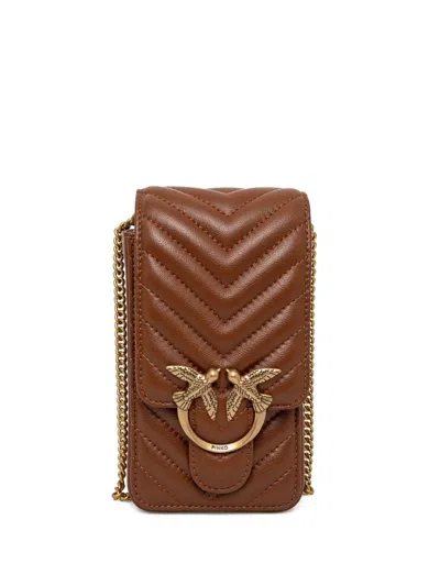 Pinko Love One Smartphone Bag In Brown