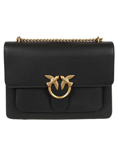 Pinko Love Soft Big Shoulder Bag In Black