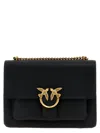 Pinko 'love One' Black Shoulder Bag With Love Birds Diamond Cut Logo On The Front