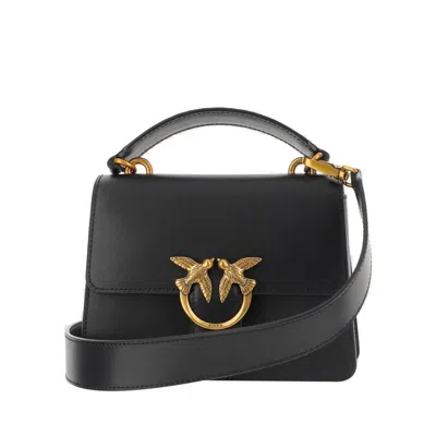 Pinko Mini Love Bag One Top Handle Light Simply In Black-antique Gold