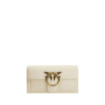 Pinko Portafoglio 'love Bag One Wallet Chevron' In Bianco Seta