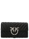 Pinko 'bird Chevron' Quilted Chain Wallet In Black