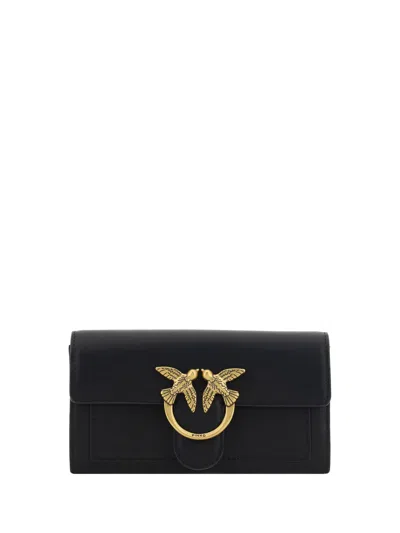 Pinko Love One Wallet In Nero Gold