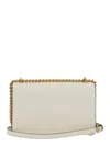 Pinko Love One White Mini Bag With Chain-link Shoulder Strap And Love Birds Diamond Cut Plaque In Leather  In White