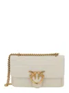 Pinko 'love One' White Shoulder Bag With Love Birds Diamond Cut Logo On The Front In White