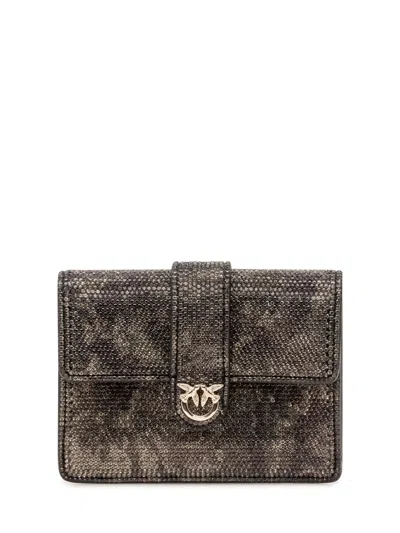 Pinko Love Pocket Mini Chain Strap Handbag In Militgreen Gold