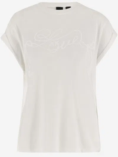 Pinko Love Print Cotton T-shirt In White
