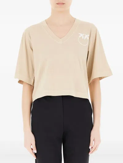 Pinko Love-print T-shirt In Beige