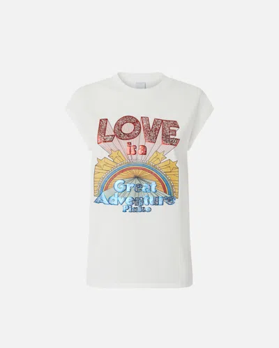 Pinko Love-print T-shirt With Stars In Blanc-blanche-neige