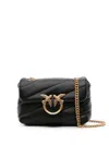 Pinko Foldover Quilted Shoulder Bag With Chain Strap In Black