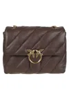 Pinko Quilted Leather Shoulder Bag In Brown
