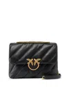 Pinko Love Puff Big Classic Leather Convertible Crossbody In Black