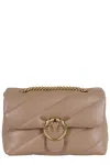Pinko Quilted Sand Beige Calf Leather Shoulder Bag