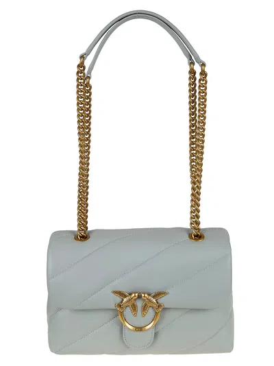 Pinko Light Blue Calf Leather Bos Taurus Shoulder Bag