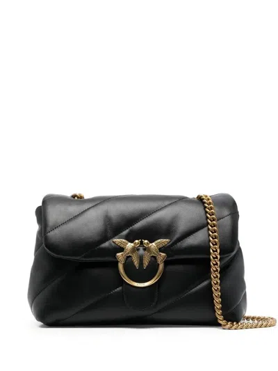 Pinko Love Puff Classic Clutch Sheep Leather Bag In Black