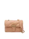 Pinko Quilted Beige Vitello Leather Shoulder Bag In Sand