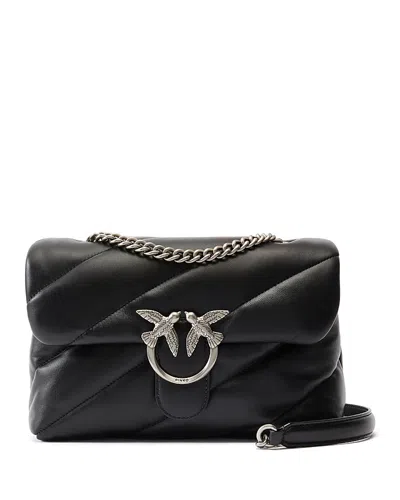 Pinko Big Love Bag Puff Maxi Quilt In Nero-old Silver