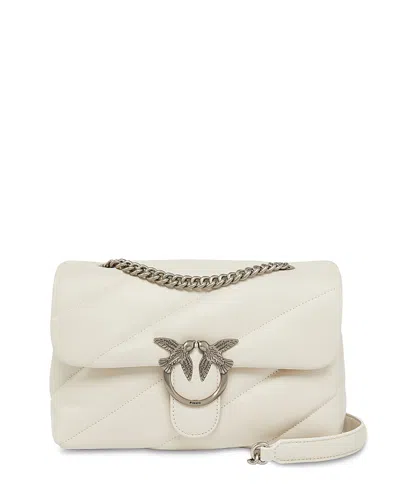 Pinko Love Puff Classic Leather Shoulder Bag In White