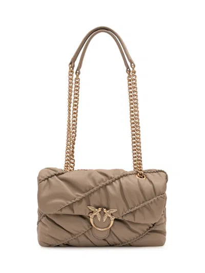 Pinko Love Puff Crinkle Clutch Bag In Grigio Talpa