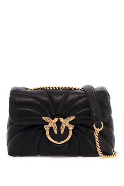 Pinko Love Puff Leather Mini Crossbody Bag In Black