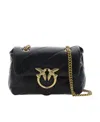 Pinko Foldover Quilted Shoulder Bag With Chain Strap In Black