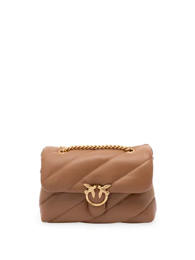 Pinko Love Puff Quilted Crossbody Bag In Orange