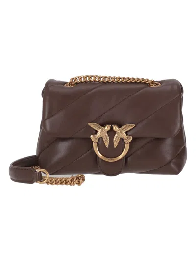 Pinko Love Mini Puff Nappa Leather Bag In Brown