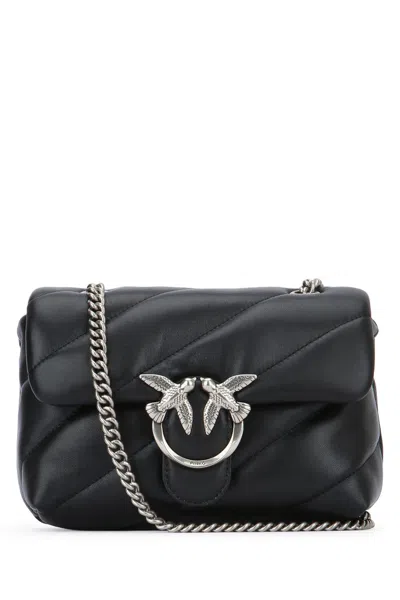 Pinko Mini Love Puff Maxi Quilt Leather Crossbody Bag In Black
