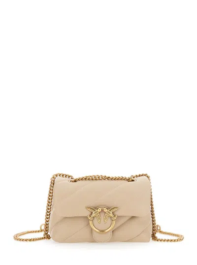 PINKO 'LOVE CLASSIC PUFF' BEIGE SHOULDER BAG WITH DIAGONAL MAXI QUILTING IN LEATHER WOMAN
