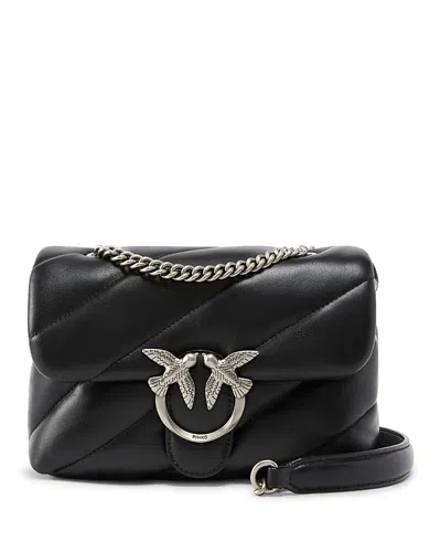 Pinko Mini Love Puff Maxi Quilt Leather Crossbody Bag In Black