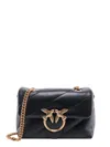 Pinko Love Puff Mini Matelassé Leather Shoulder Bag In Black