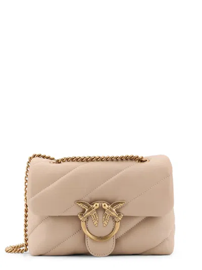 Pinko Love Puff Mini Matelassé Leather Shoulder Bag In Gray