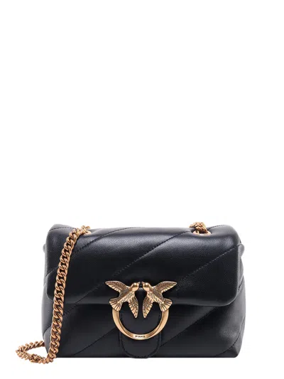 Pinko Love Puff Mini Matelassé Leather Shoulder Bag In Gray