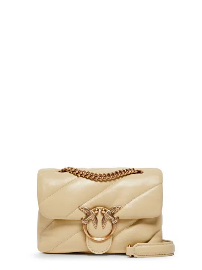 Pinko Love Puff Mini Quilted Leather Crossbody Bag In Yellow