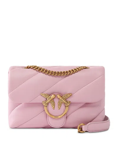 Pinko Love Puff Mini Quilted Leather Crossbody In Pink
