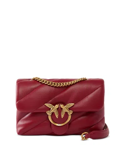 Pinko Love Puff Mini Quilted Leather Crossbody In Red