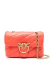 Pinko Burnt Orange Quilted Shoulder Bag With Chain-link Strap In Orange