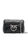Pinko Quilted Leather Shoulder Bag With Bird Clasp In Black
