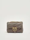 Pinko Love Quilted Logo-embellished Shoulder Bag In Gray